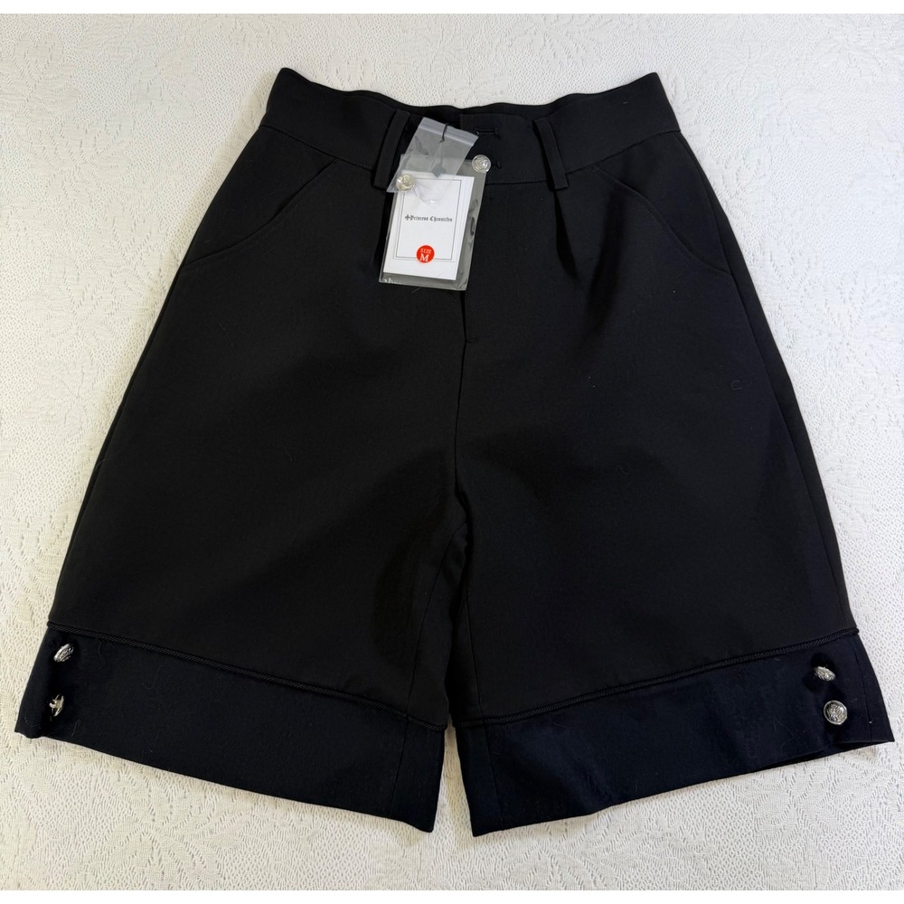 Princess Chronicles Black Ouji Lolita Shorts High Waist Crest Button Kodona M